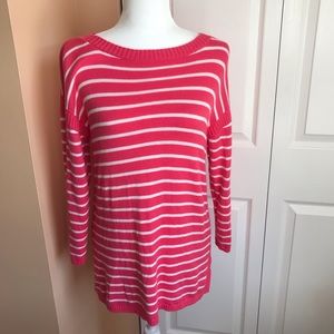 Talbots Pink Knit Striped Sweater Pink White Size Medium EUC
